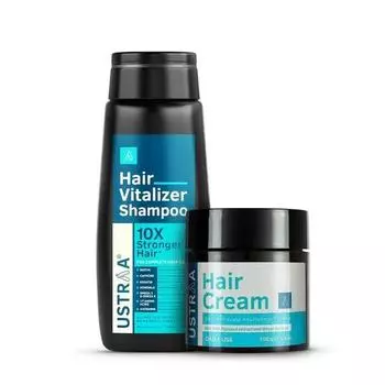 Шампунь Ustraa Hair Vitalizer - 250 мл - Прошел дерматологические испытания, содержит биотин, кофеин, омега-3 | и крем для волос для мужчин - Для ежедневного использования с легкой фиксацией
