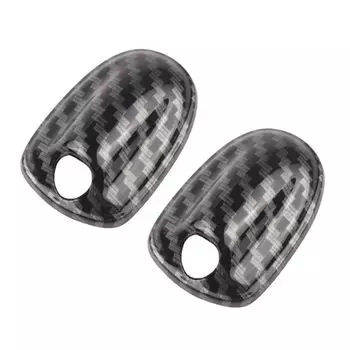 Shandini Washer Nozzle Cover for Mini Cooper, Easy Installation, Carbon Design, Decorative, Left and Right Set of 2, Black