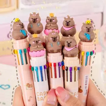 Шариковая ручка Capybara 10 цветов, симпатичная, школьные канцелярские принадлежности, канцелярские принадлежности