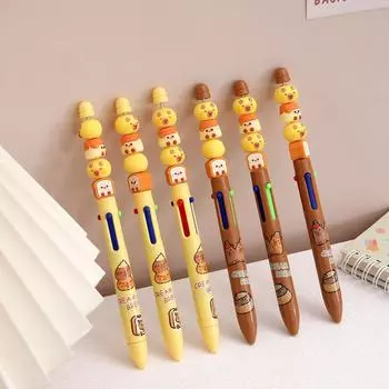 Шариковая ручка Kawaii Capybara 4 цвета, мультяшная милая панда, детские ручки для письма, школьные канцелярские принадлежности для студентов