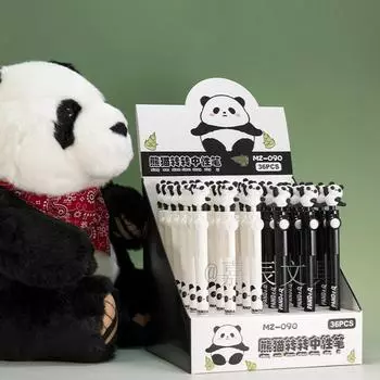 Шариковая ручка Kawaii Panda Креативные вращающиеся гелевые ручки Милые письменные принадлежности Школьные канцелярские принадлежности Подарки для студентов белый