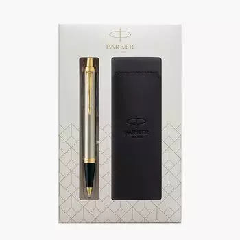 Шариковая ручка PARKER IM Brushed Metal GT Medium Point с ручкой-ножом в подарочной коробке. Оригинальный импортный продукт 1975642 V1d на масляной основе.