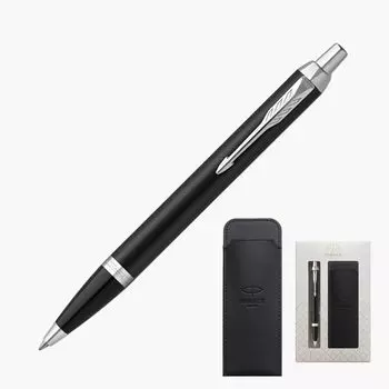 Шариковая ручка PARKER IM Matte Black CT Medium Point с ручкой-ножом в подарочной коробке. Оригинальный импортный продукт 2143442Z V1d на масляной основе.