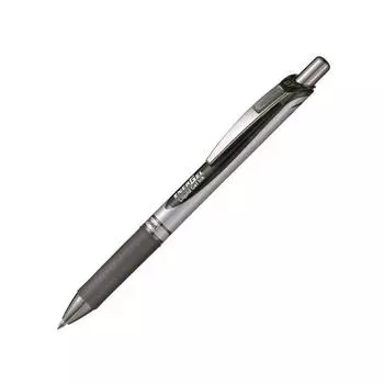 Шариковая ручка Pentel Гелевые чернила Energel Нажимной тип Серебристый корпус Черный 0,7 мм BL77-A чёрный