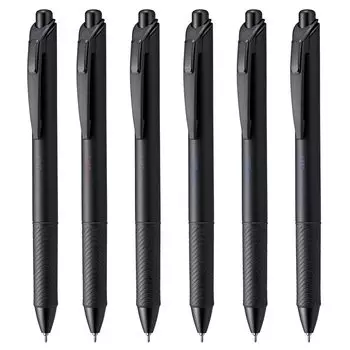 Шариковая ручка Pentel с гелевыми чернилами Energel Knock Type Limited Black Colors Black Shaft Set 6 Colors 0.5mm BLN75A-6