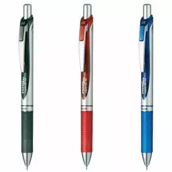 Шариковая ручка Pentel с гелевыми чернилами Energel, выдвижная, 0,5 мм, белый стержень AMZ-BLN73-3, 3 цвета