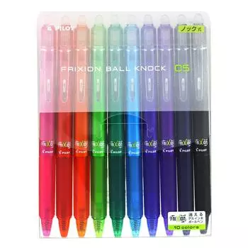 Шариковая ручка Pilot стираемая Frixion Ball Knock 10 цветов 0,5 LFBK-230EF-10C