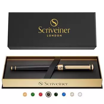 Шариковая ручка-роллер Scriveiner высочайшего качества с отделкой из 24-каратного золота, чернилами Шмидта и сменным стержнем, хороший подарочный набор для мужчин и женщин, профессиональный руководитель, идеально подходит для офиса
