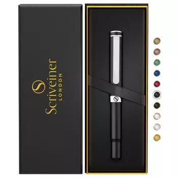 Шариковая ручка Scriveiner Silver Chrome EDC Luxury Pen Великолепная тяжелая карманная ручка с покрытием 24K Удобная ручка для письма Лучшая ручка в подарок для мужчин и женщин Сделано в