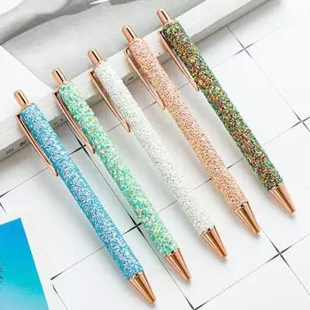 Шариковая ручка со стразами, роскошные милые свадебные металлические канцелярские принадлежности розового золота, школьные и офисные принадлежности, 1 шт.