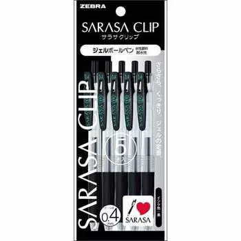 Шариковая ручка Zebra Gel Sarasa Clip 0.4 черная 5 шт. P-JJS15-BK5