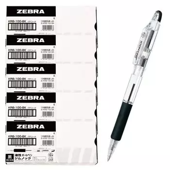 Шариковая ручка Zebra Jimknock Black 50 шт. на масляной основе 0,7 мм KRB-100-BK-50AZ чёрный