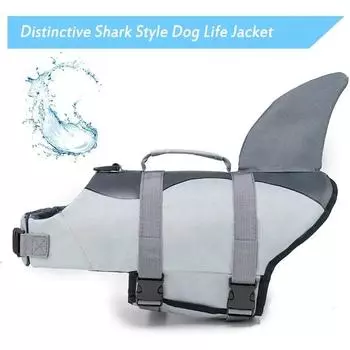 Shark Shape Dog Life Jacket Ripstop Vest Dog Lifesaver with Rescue Handle Puppy Safety Swimsuit for Pool Swimming Beach Boating XS