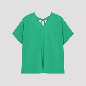 She S miSS Back Ribbon V Neck blouSe Swwblo22060 Gn painted/55