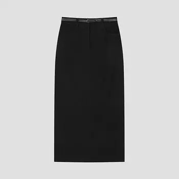 She S miSS Back Slit Cotton Long Skirt SwwSko41010 Bk blacks/55
