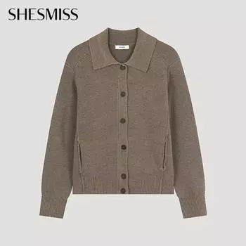 She S miss базовый кардиган с воротником на пуговицах SSkcdo41030 Dw dark brown/55