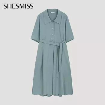 She S miSS Belted CoLlar Flare dreSS Swwopo21090 Ll light blue/55