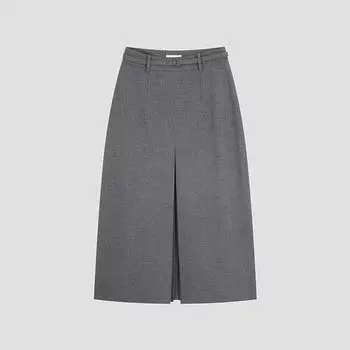 She S miSS Belted Pleated Long Skirt SwwSko31080 Mg MELANGE GRAY/66
