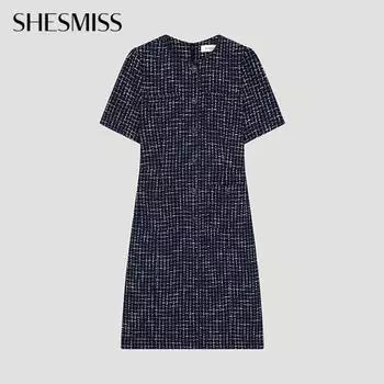 She S Miss Блестящее твидовое платье с пуговицами Swwopo22200 Dn DARK NAVY/55