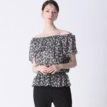 She S Miss Блузка с открытыми плечами и поясом на талии DARK NAVY (DN)/55