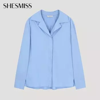 She S miSS Cotton Open Collar Shirt SwwSto11030 Bl Blue/55