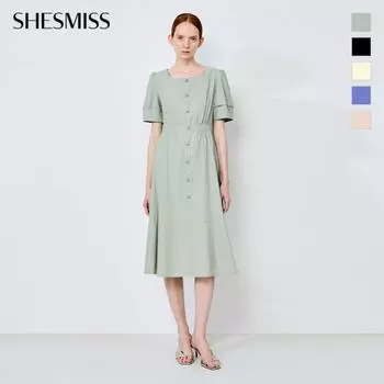 She S Miss Хлопковое платье-фонарик с квадратным вырезом Swwopo22090 blacks/55