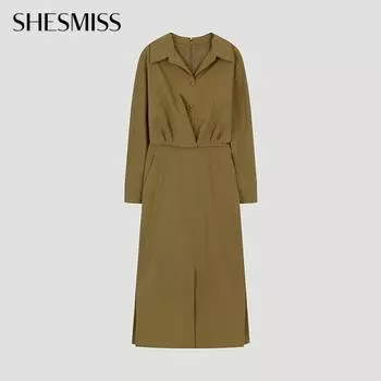 She S Miss Хлопковое платье с открытым воротником Swwopo31050 Ca Camel/55