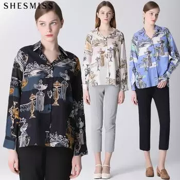 She S miss иллюстрированная рубашка с открытым воротником blue (BL)/55