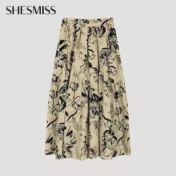 She S miSS illuStrated Shirring Pleated Skirt SwwSko21080 Be beige/55