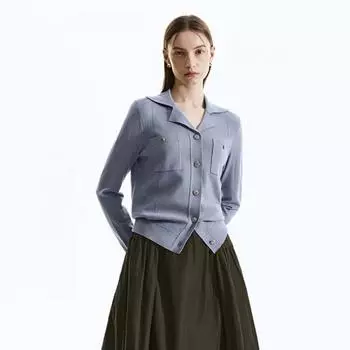 She S miSS Кардиган с открытым воротником и карманами SSkcdn31010 light blue/55