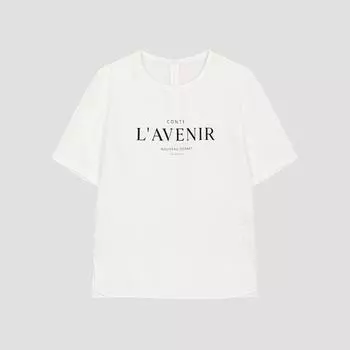 She S miSS Lettering Round Neck blouSe Swwblo22020 Iv Ivory/55