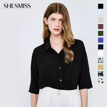 Она скучает по свободным рубашкам с открытым воротником SwwSto22530 Blue/55