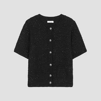 She S miSS Mix Round Neck Short Sleeve Cardigan SSkcdo22560 Bk blacks/55