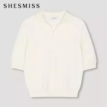 She S miSS Open Collar Short Sleeve Knit SSkpon32040 Cr creamy/55