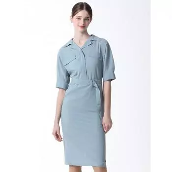 She S Miss Платье с открытым воротником и поясом Цена 278 000 вон Dark Khaki (DK)/55