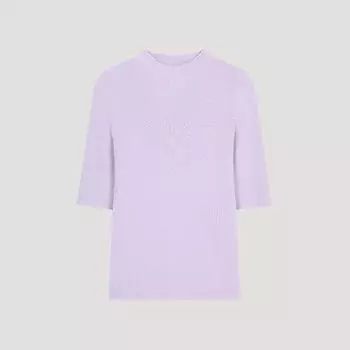 [She S miSS] Ребристая кофта с воротником-стойкой и коротким рукавом SSkpoo12540 Lv light violet/55