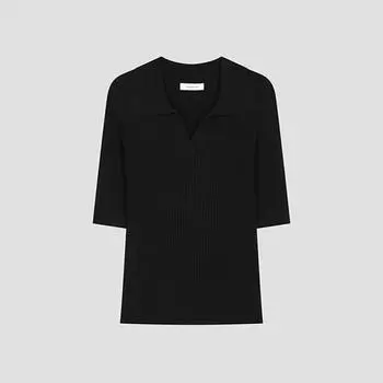 She S miSS Rib Johnny Collar Short Sleeve Knit SSkpoo22690 Bk blacks/66