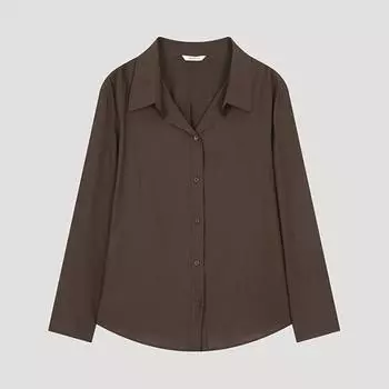 She S miSS Satin Like Open Collar Shirt SwwSto32030 Dw dark brown/55
