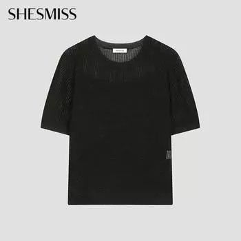 She S miSS See Through Regular Round Neck Knit SSkpoo21130 Bk blacks/55
