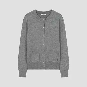 She S miss шерстяной базовый кардиган с круглым вырезом SSkcdo42510 Mg MELANGE GRAY/55