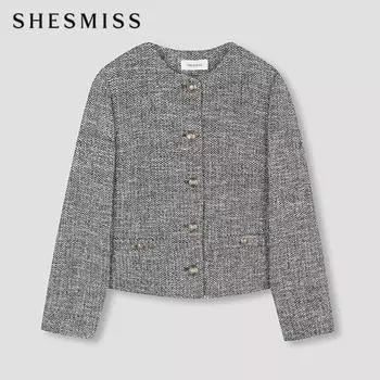 She S miss шерстяной твидовый пиджак с круглым вырезом Swwjkn41020 Bk blacks/66