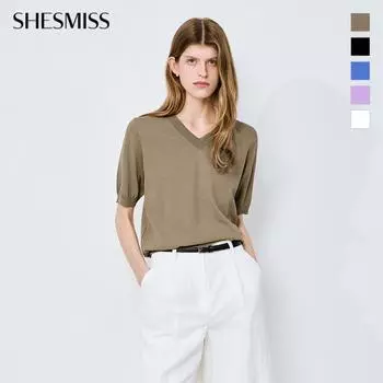 She S miSS Simple V Neck Short SleeVe Knit SSkpoo22170 blacks/55
