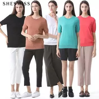 She S miSS Simplicity Короткий рукав Однотонный трикотаж DARK PINK (DI)/55