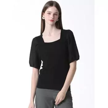 She S miss Sleeve Point Square Neck Short Sleeve Knit Цена 178 000 вон Cream (CR)/66