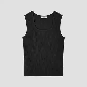 [She S miSS] Square Neck Knit SleeveleSS SSkpop22580 Zb JET BLACK/55