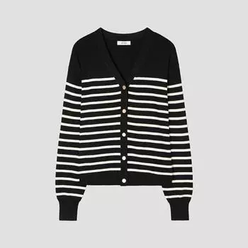 She S miSS Striped V Neck Cardigan SSkcdp11060 Bk blacks/55