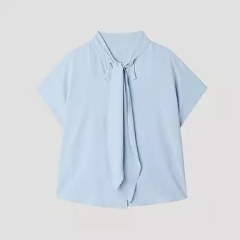 [She S miSS] Tie Neck Short Sleeve blouSe Swwblp22180 Ll light blue/55