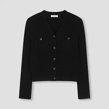 She S miSS V Neck Button Knit Cardigan SSkcdn32010 Bk blacks/55
