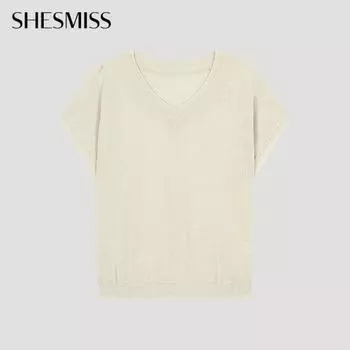 She S miSS V Neck Cap SleeVe Knit Sakpoo22030 Lb light beige/00