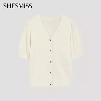 She S miss Кардиган с V-образным вырезом и рукавами-фонариками SSkcdo22510 iV Ivory/55